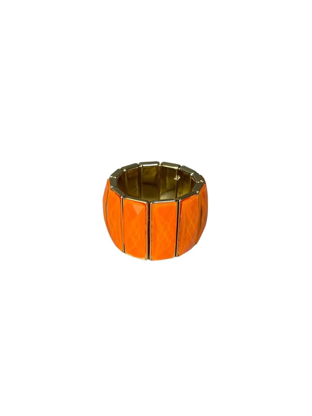 Unbranded Stretch Acrylic Orange/Gold Wide Cuff Bracelet